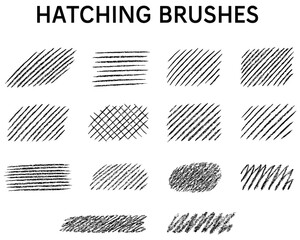 Diverse hatching brushes for artistic design and texture overlay creation perfect for illustrations and sketches.