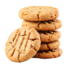 Delicious Peanut Butter Cookies A CloseUp of Buttery Crispy Treats isolated on transparent background