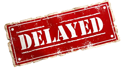 Red “DELAYED” Stamp PNG – Isolated Office Mark on Transparent Background
