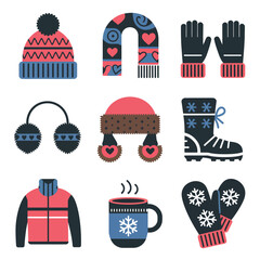 2d vector illustration icon, set of vibrant representing unique winter activities and sports
