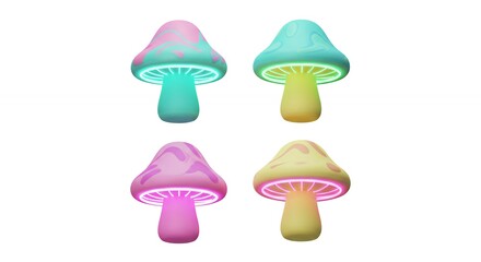 Colorful gradient mushroom lamps