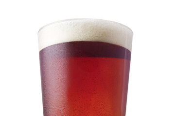 a glass of beer with a foamy foam