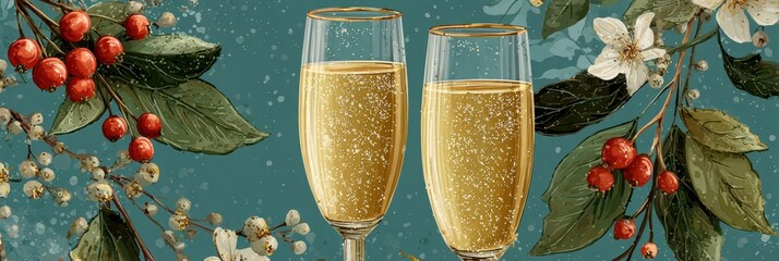 Celebrate life with sparkling drinks surrounded by festive floral decorations in a cozy setting