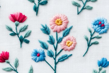 Intricate floral embroidery blooms vibrant tales of folkloric craft, perfect for National Sewing Month or World Embroidery Day
