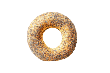 a bagel with sesame seeds on a white background