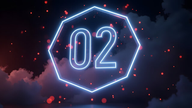 Neon Glowing Hexagon Countdown Timer "02" - Digital Technology VJ Loop.