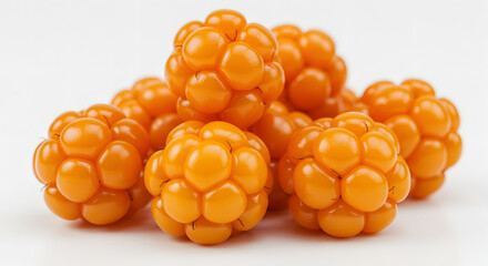 Vibrant Orange Cloudberries in Natural Cluster PNG