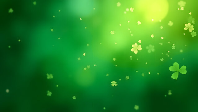 Vibrant Green St. Patrick's Day Shamrock Background - Powered by Adobe