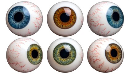 Realistic human eyes, various colors