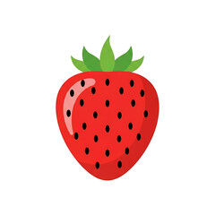 Fototapeta premium Red Strawberry with Seeds and Green Leaves