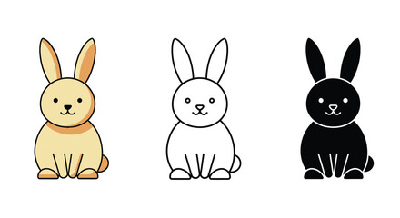 Cute Bunny Rabbit Line Art Illustration for Easter and Spring Projects