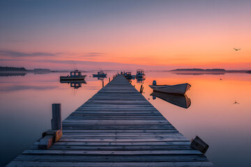 Serene Morning at the Wharf: A Harmonious Blend of Nature and Tranquility