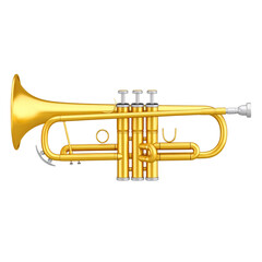 Gold brass trumpet musical instrument isolated on a white background
