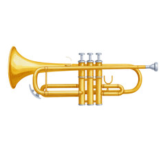 Fototapeta premium Gold brass trumpet musical instrument isolated on a white background