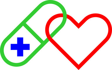 Obraz premium Pharmacy icon drug and heart icon 