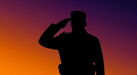 Soldier saluting at sunset with patriotic spirit for Veterans Day  