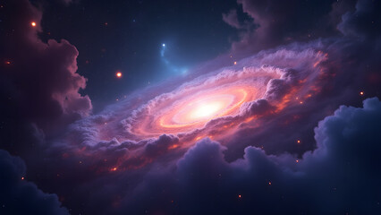 Obraz premium Vibrant Spiral Galaxy Nebula Cosmic Background