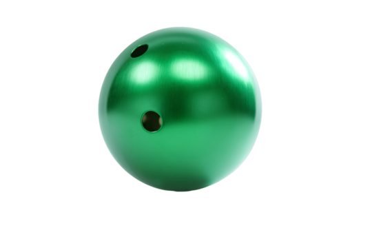 a green bowling ball with holes in the middle