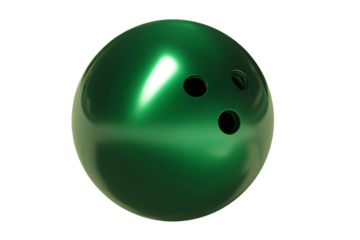 a green bowling ball with holes in the middle