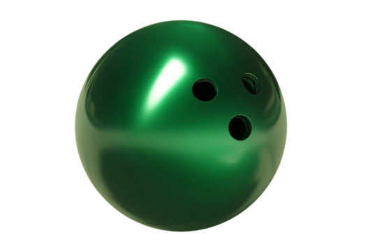 a green bowling ball with holes in the middle