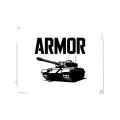 "Armor Tank Black and White Military Vehicle Combat Vector Illustration"
