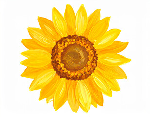 Fototapeta premium Oil painting of beautiful yellow sunflower. Hand drawn