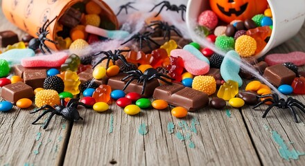 Halloween Candy Spill: A Spooky Sweet Treat Scene