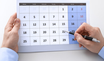 The date marked on the monthly calendar card