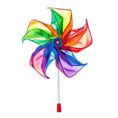 Colorful pinwheel, vibrant rainbow design on a stick
