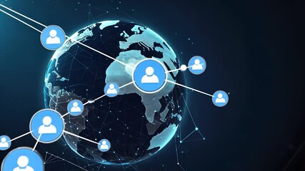 A digital globe connected by networks, symbolizing global connectivity and technology. - Powered by Adobe