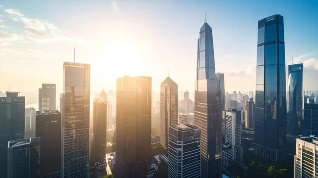 Sunrise cityscape highrise panorama