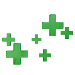 Scattered, translucent, lime-green plus signs, varying in size, subtly overlapping ; a simple, graphic design