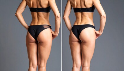 Before and after fitness model image