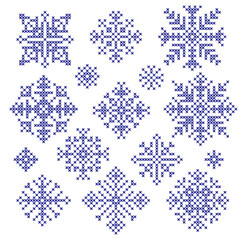 Cross Stitch Snowflakes Set