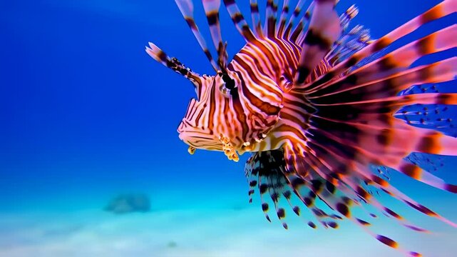 Vibrant lionfish in azure ocean
