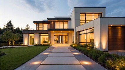 Obraz premium Modern House With Garden In The Park Summber Palm Trees Beautiful View Photo, Display Homes Marsden Park, Luxury home exterior Stock Photos, Royalty Free Luxury home exterior Images | Depositphotos.