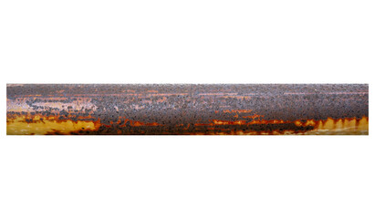 Rusty steel beam from metal stock isolated on white background.