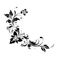 Page corner floral elements wedding decorative ornament elements, hand-drawn, classic vintage victorian style