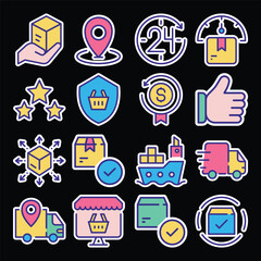 Logistic and Delivery Sticker Icon for Transport Packaging Occupation UI Symbol