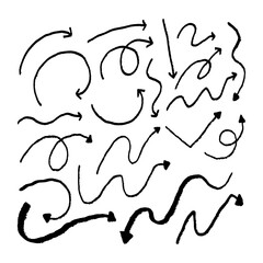 hand drawn doodle arrows set