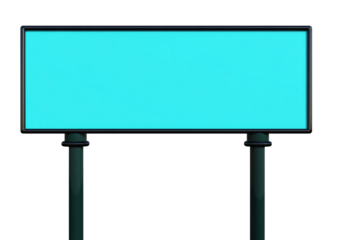 a blue sign on a black pole