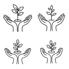 Four simple line art icons of wallets with cash inside money finance