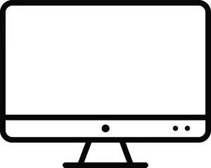Simple black outline graphic of a computer monitor.