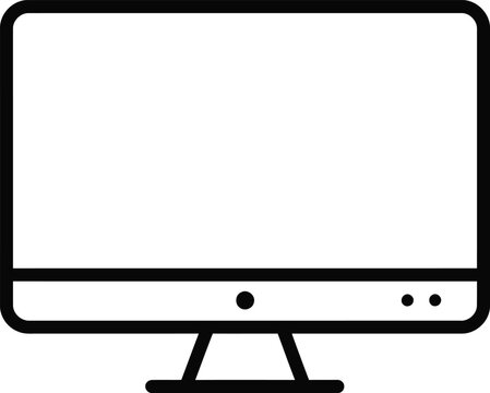 Simple black outline graphic of a computer monitor.