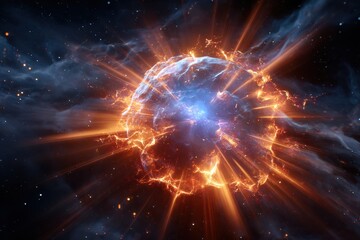 Fototapeta premium Explosion of a star in deep space revealing bright colors and cosmic dust particles