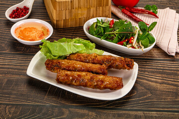 Fried Vietnamese spring roll with special sauce