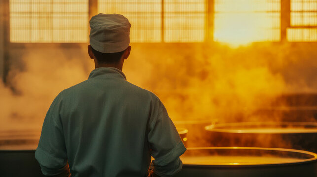 cultural immersion with culinary experiences and authentic experiences. Travelers brewing traditional sake in an ancient brewery, connecting with Japan s fermentation heritage