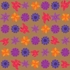 Abstract Floral Pattern Background with Artistic Botanical Elements