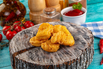 Golden crispy fried chicken nuggets