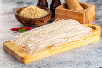 Raw dry pho noodles for cooking